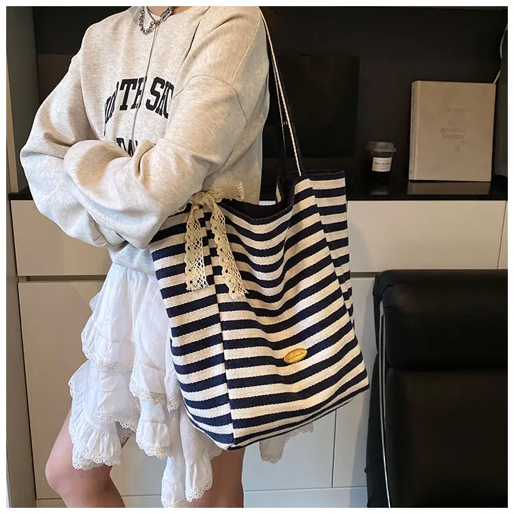 Women's Striped Crossbody Bag with Gold Embroidery — feature 29