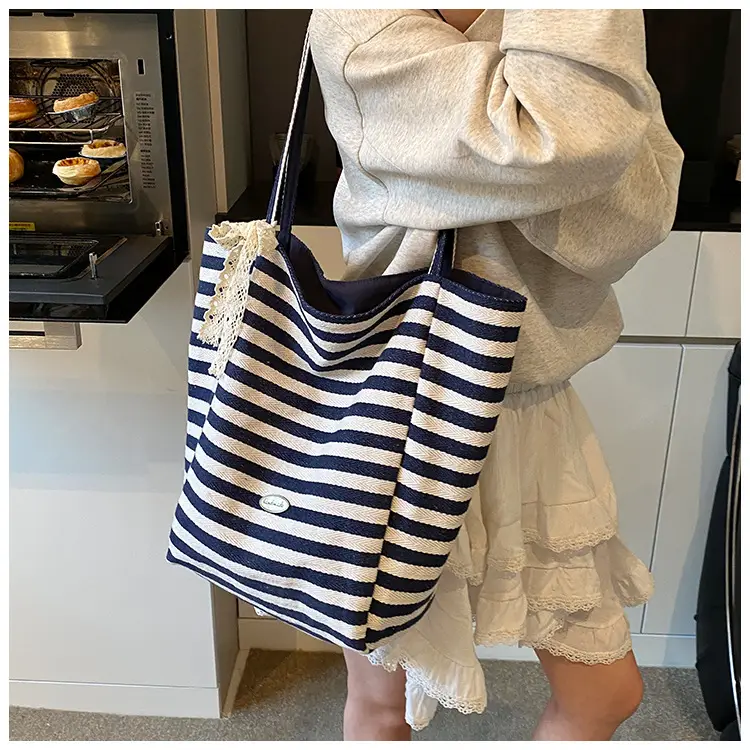 Women's Striped Crossbody Bag with Gold Embroidery — feature 30