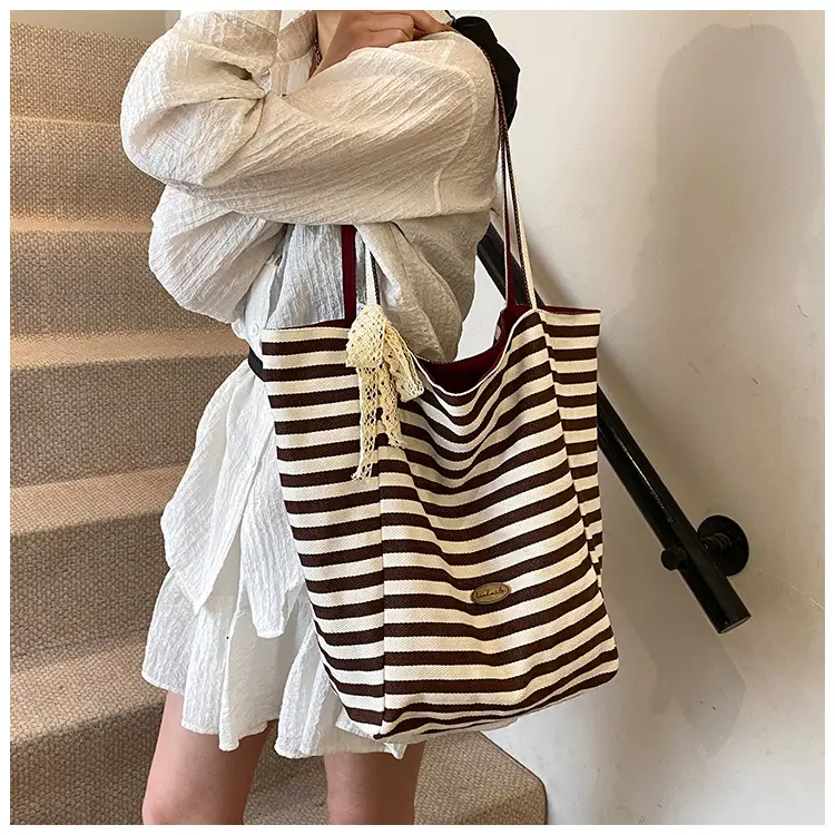 Women's Striped Crossbody Bag with Gold Embroidery — feature 33