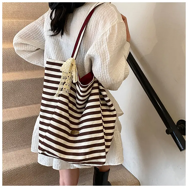 Women's Striped Crossbody Bag with Gold Embroidery — feature 34