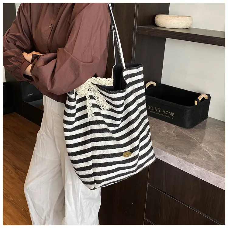 Women's Striped Crossbody Bag with Gold Embroidery — feature 39