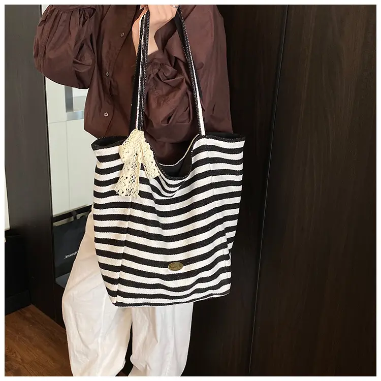 Women's Striped Crossbody Bag with Gold Embroidery — feature 40