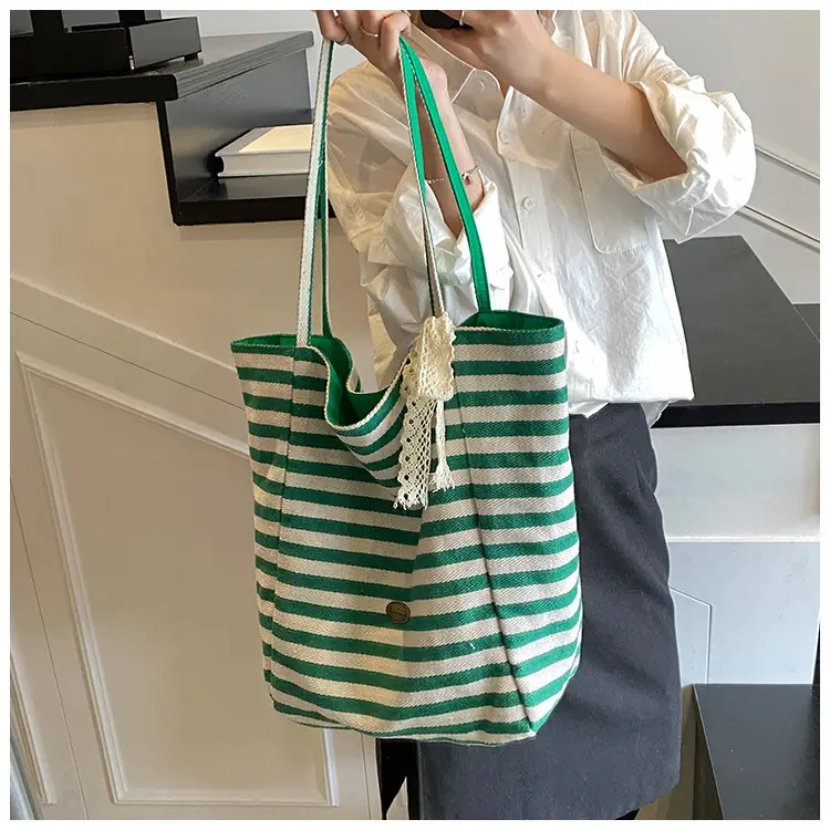 Women's Striped Crossbody Bag with Gold Embroidery — feature 47
