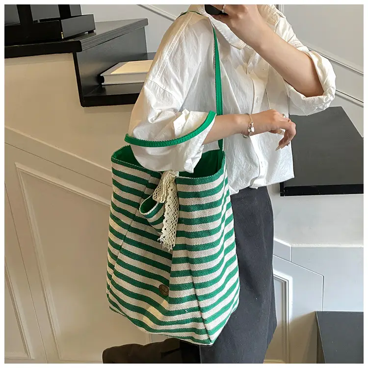 Women's Striped Crossbody Bag with Gold Embroidery — feature 48