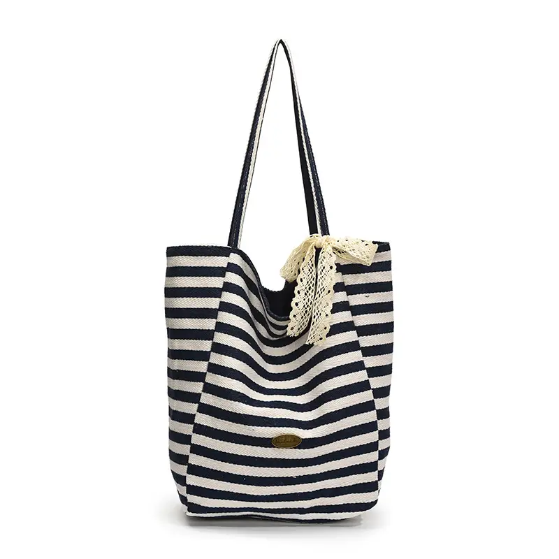 Women's Striped Crossbody Bag with Gold Embroidery - Image 2