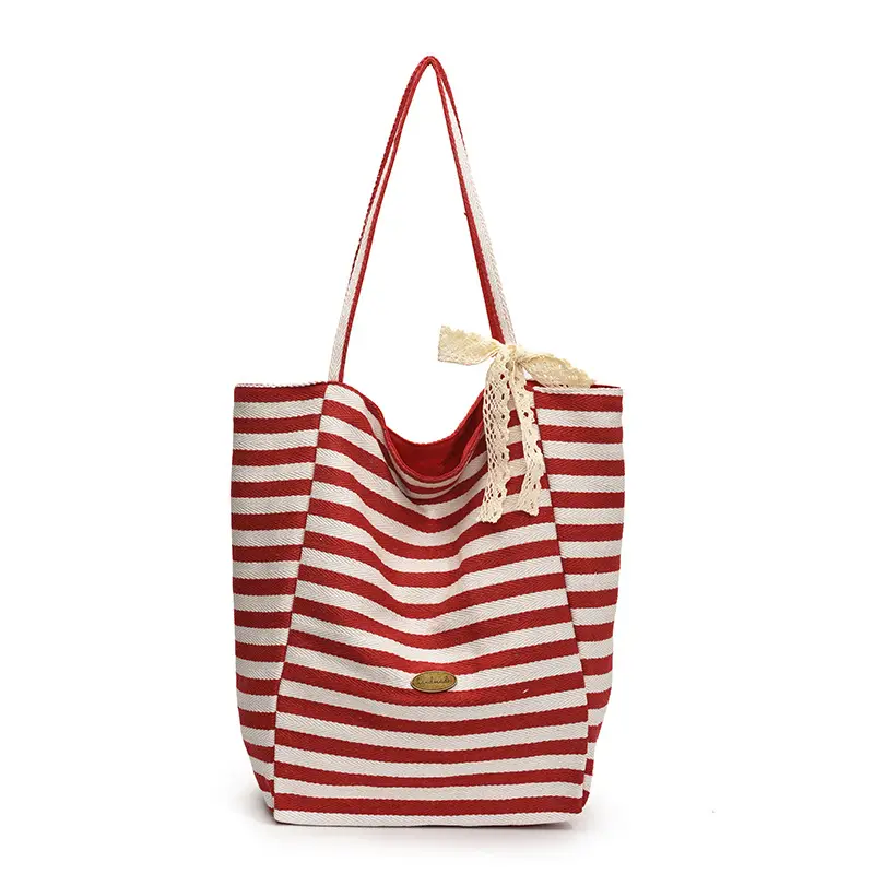 Women's Striped Crossbody Bag with Gold Embroidery - Image 5