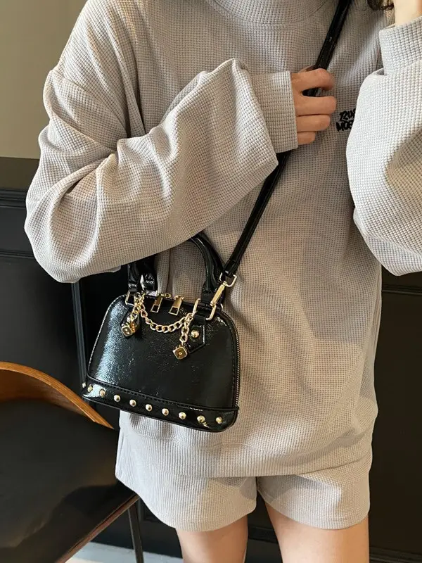 Golden Rivet Satchel Handbag for Women 2025 - Image 8