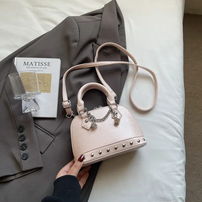 Golden Rivet Satchel Handbag for Women 2025 - Image 3