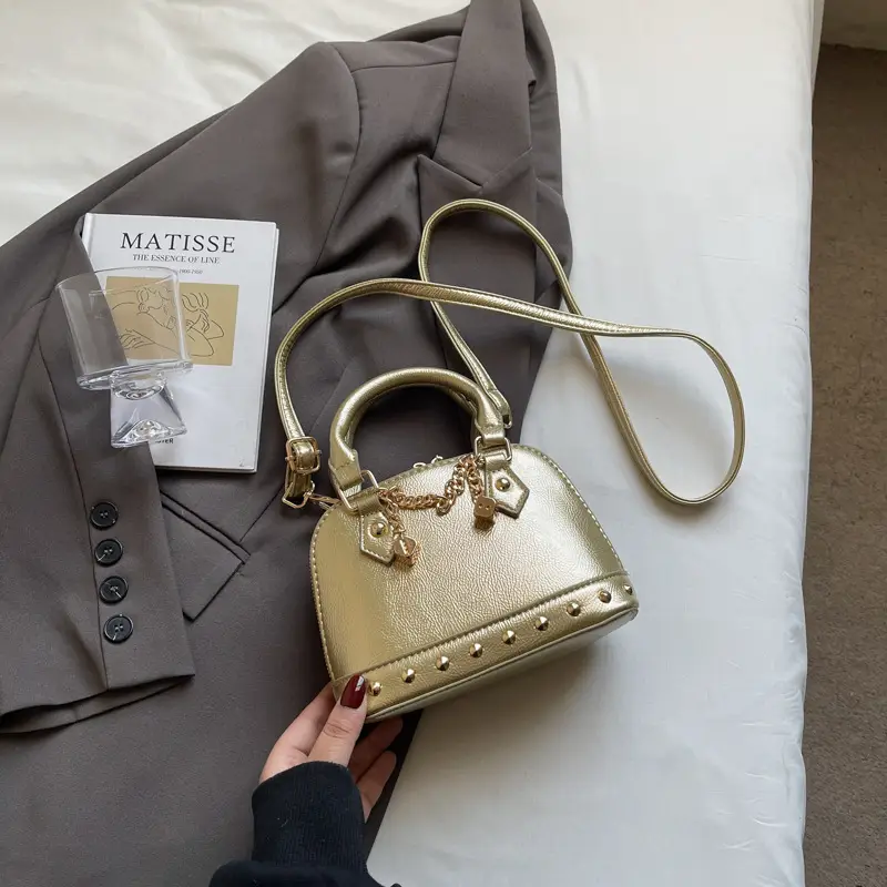 Golden Rivet Satchel Handbag for Women 2025 - Image 4