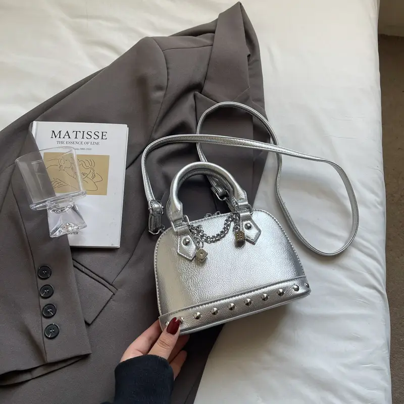 Golden Rivet Satchel Handbag for Women 2025 - Image 5