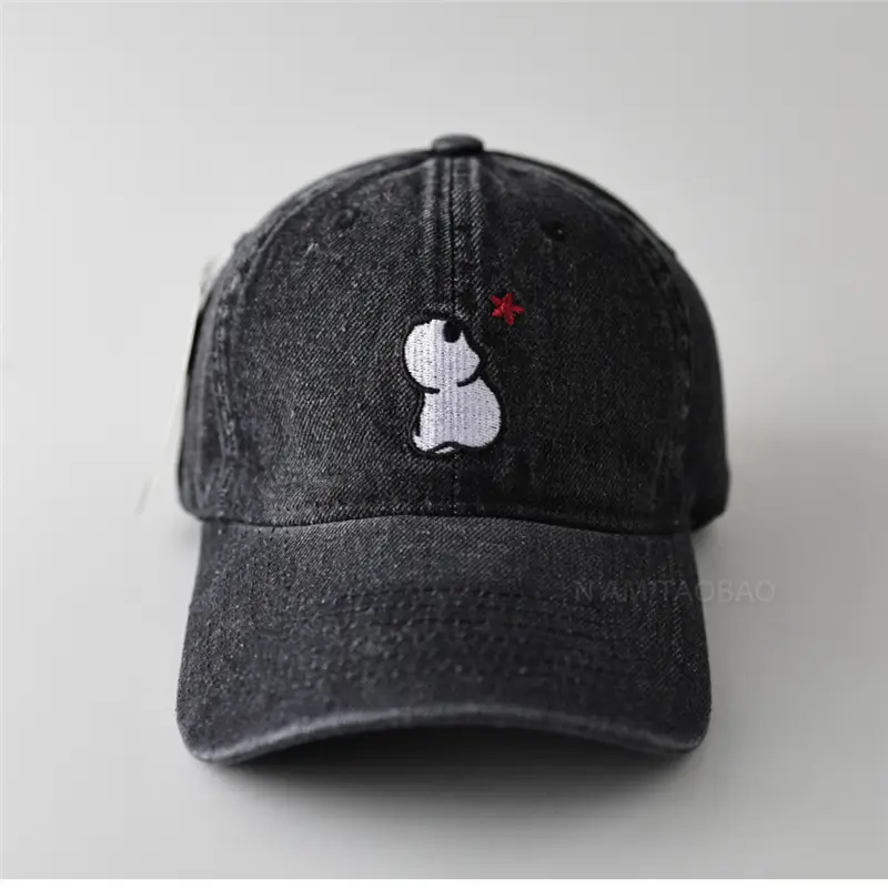 Women Blue Denim Cartoon Bear Cap - Image 8
