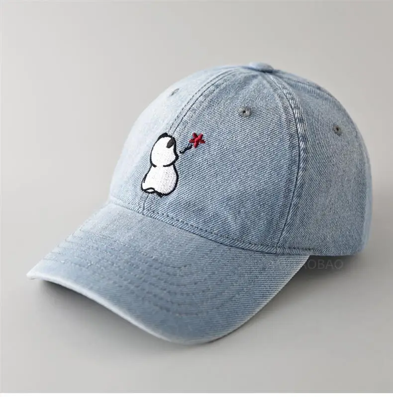 Women Blue Denim Cartoon Bear Cap — feature 1