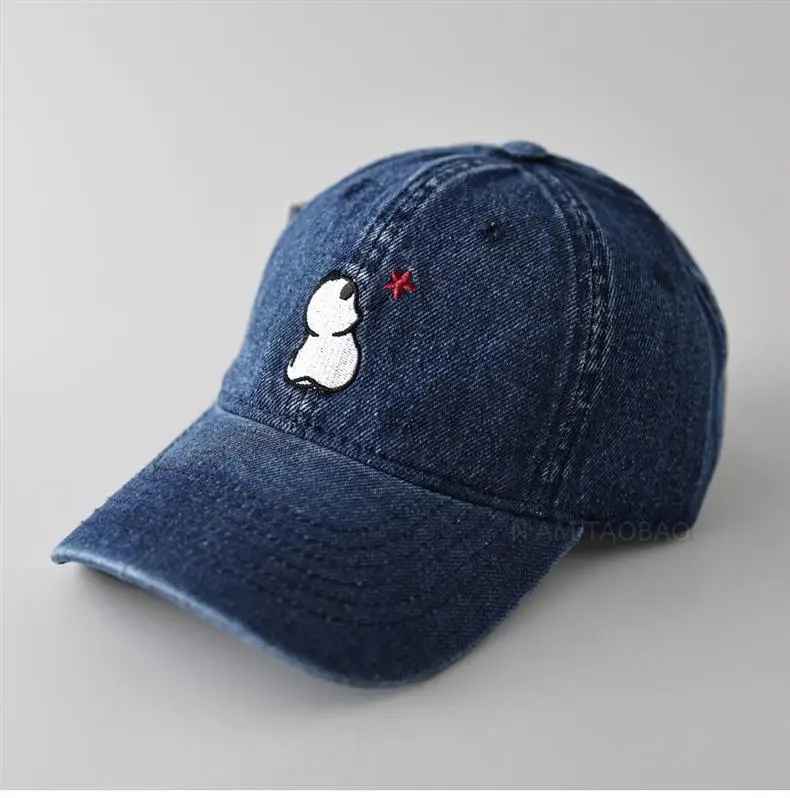 Women Blue Denim Cartoon Bear Cap — feature 2