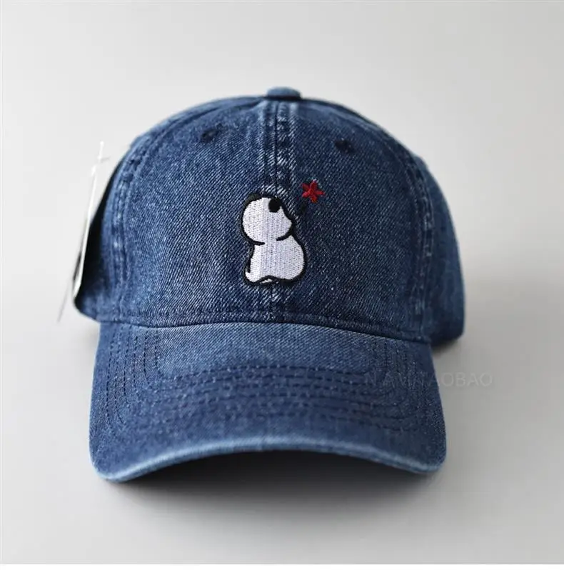 Women Blue Denim Cartoon Bear Cap — feature 3