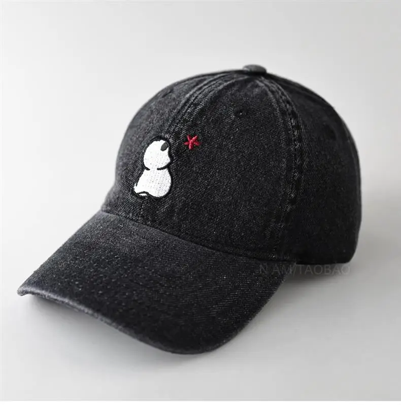 Women Blue Denim Cartoon Bear Cap — feature 4