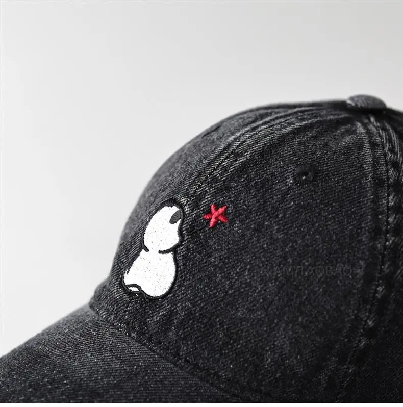 Women Blue Denim Cartoon Bear Cap — feature 6