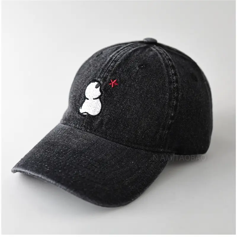 Women Blue Denim Cartoon Bear Cap - Image 3