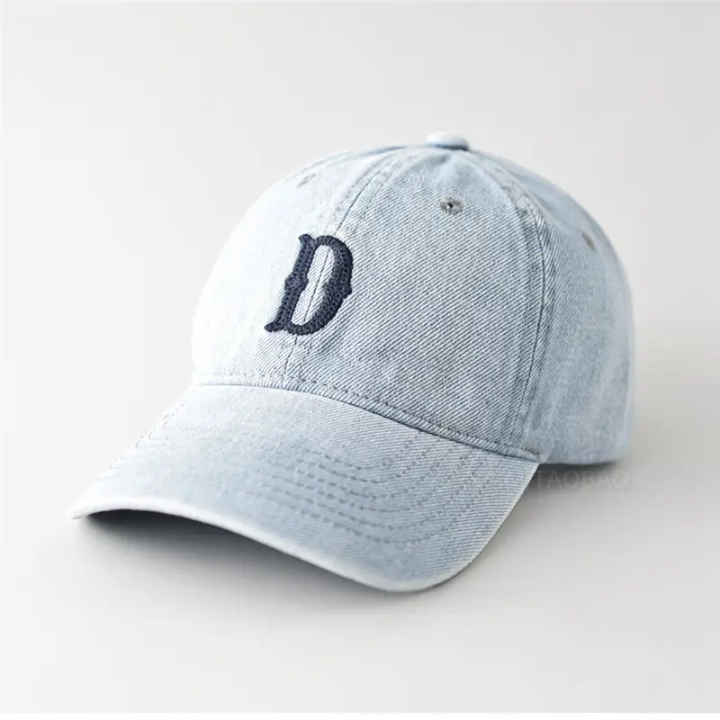 Denim Baseball Cap with Letter Embroidery for Men Women