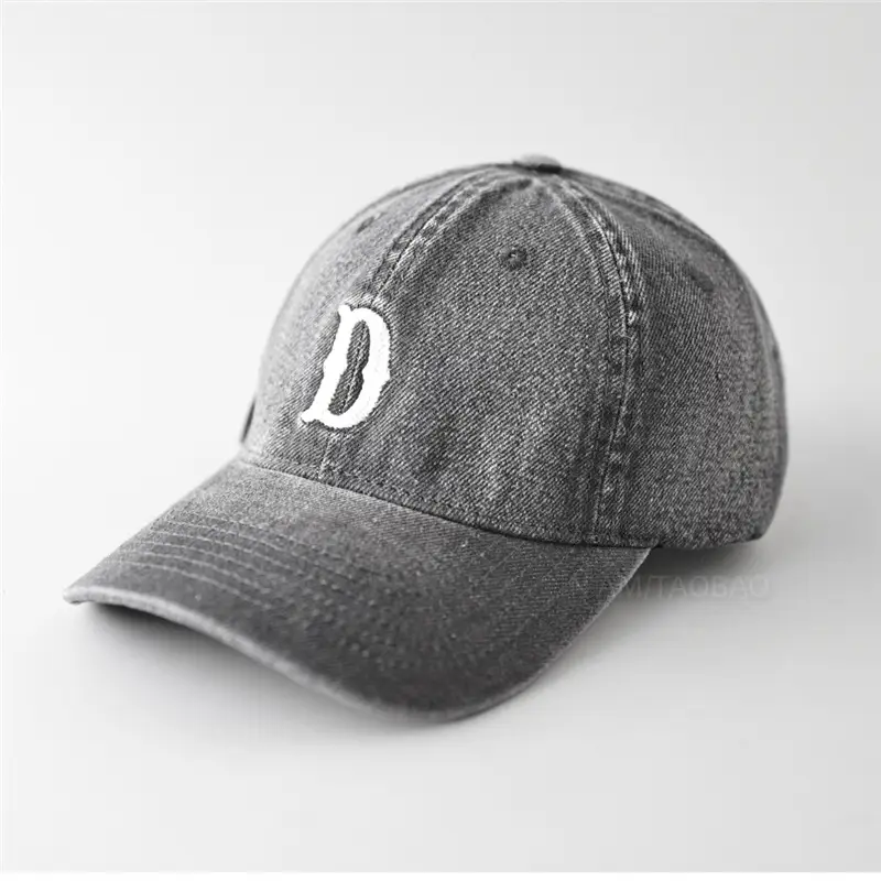 Denim Baseball Cap with Letter Embroidery for Men Women