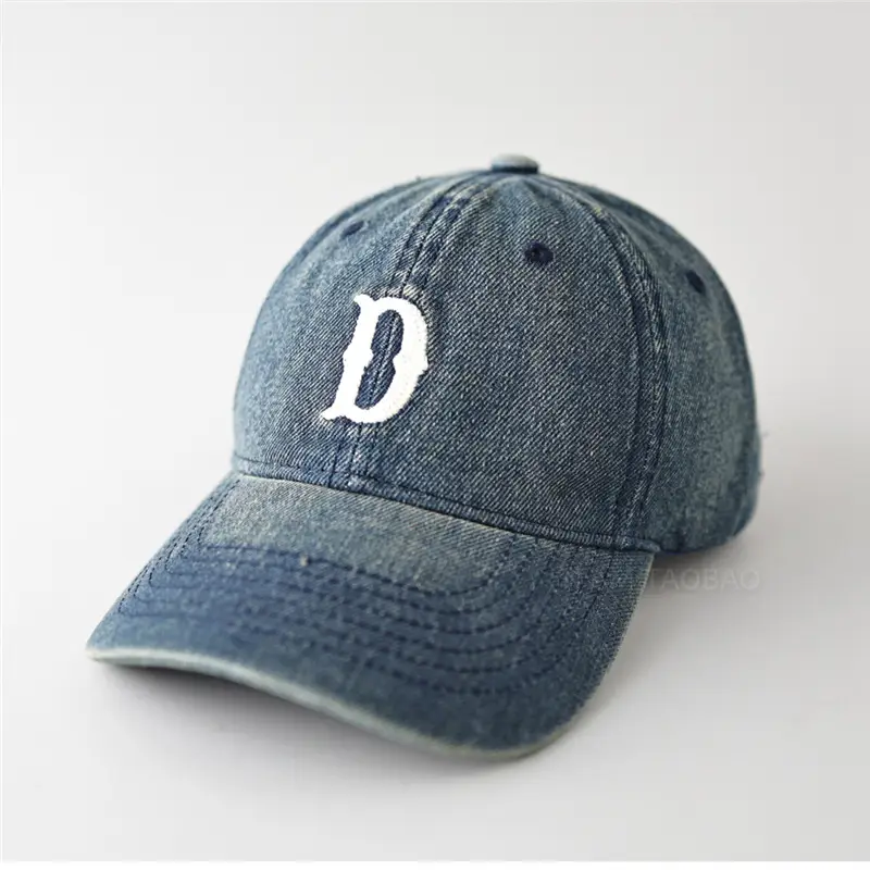 Denim Baseball Cap with Letter Embroidery for Men Women