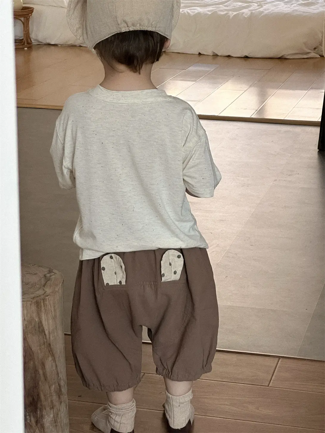 Kids Summer T-Shirt Shorts Set Brown Checkered 2026