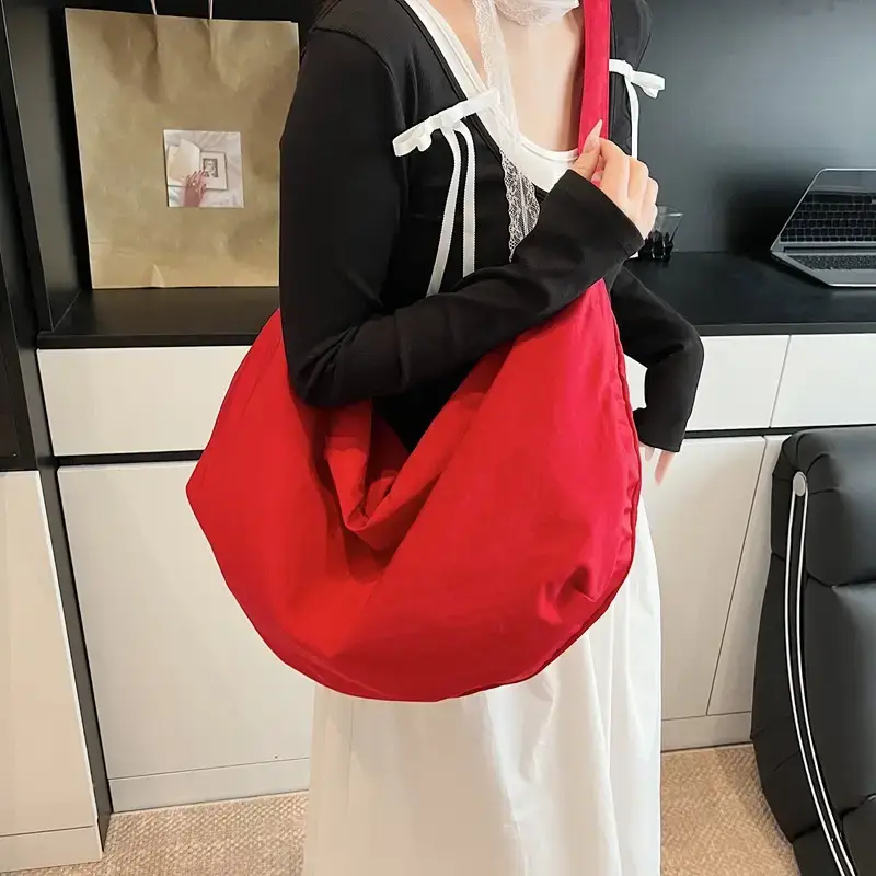 Yellow Nylon Shoulder Bag for Women Large Capacity Commuter