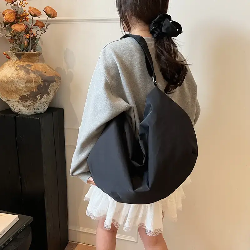 Yellow Nylon Shoulder Bag for Women Large Capacity Commuter