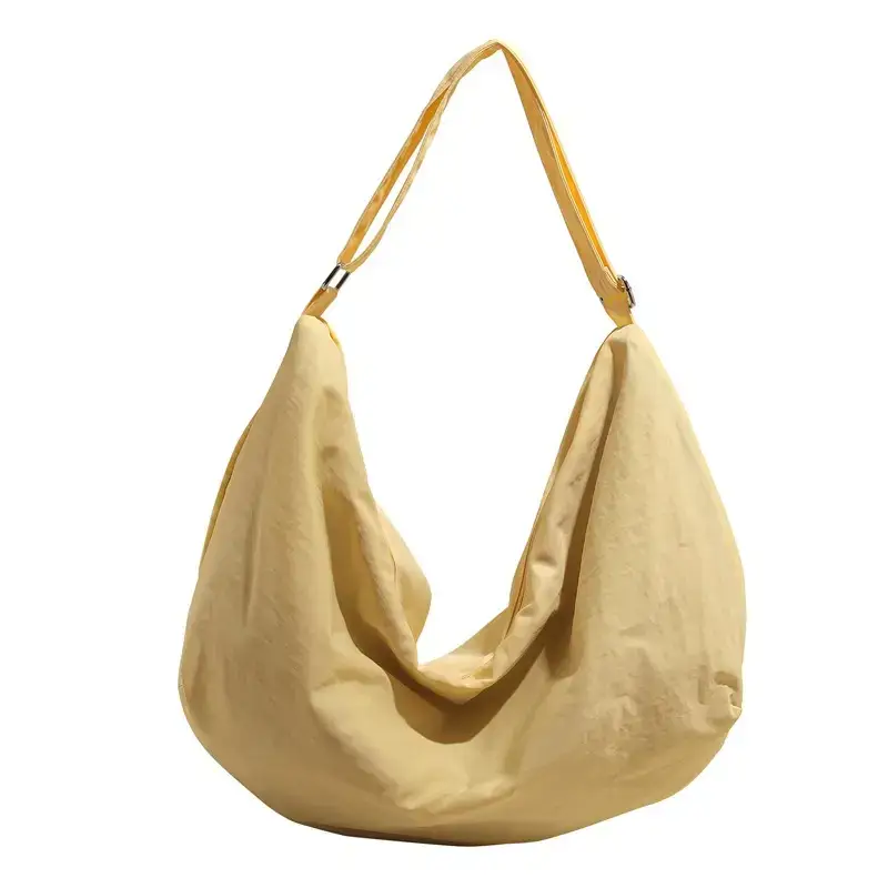 Yellow Nylon Shoulder Bag for Women Large Capacity Commuter