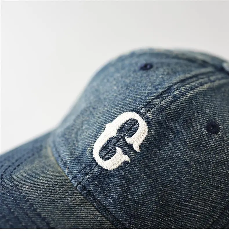 Men Denim Cap with White Letter Embroidery — feature 8