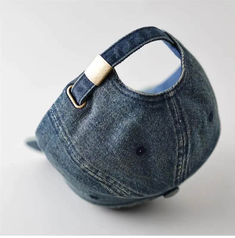 Men Denim Cap with White Letter Embroidery — feature 9