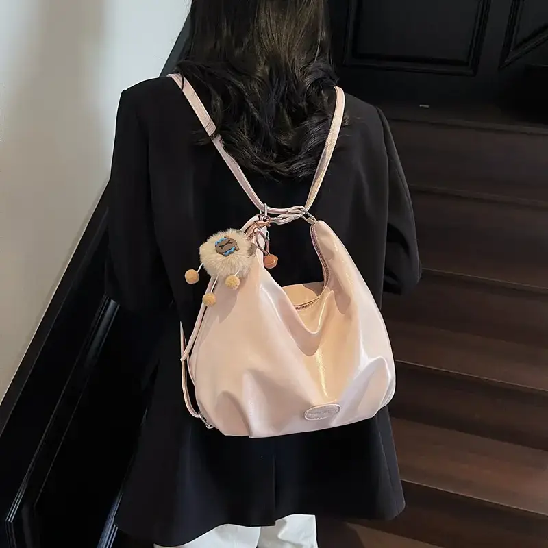 Korean Style Cream Tote Bag Large Capacity Women's Shoulder Bag - Image 7