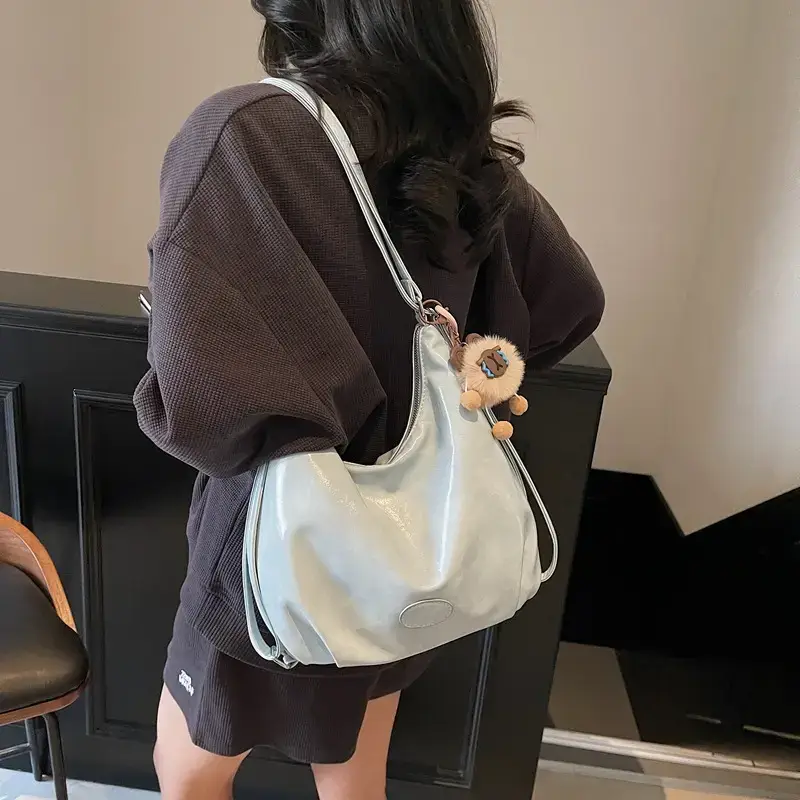 Korean Style Cream Tote Bag Large Capacity Women's Shoulder Bag - Image 8