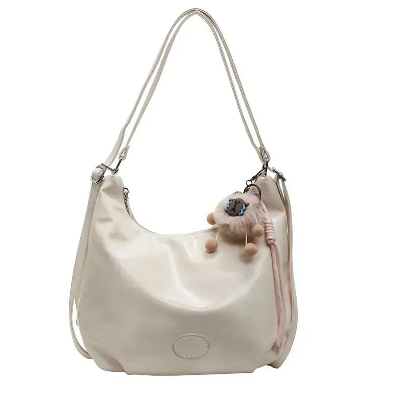 Korean Style Cream Tote Bag Large Capacity Women's Shoulder Bag - Image 9