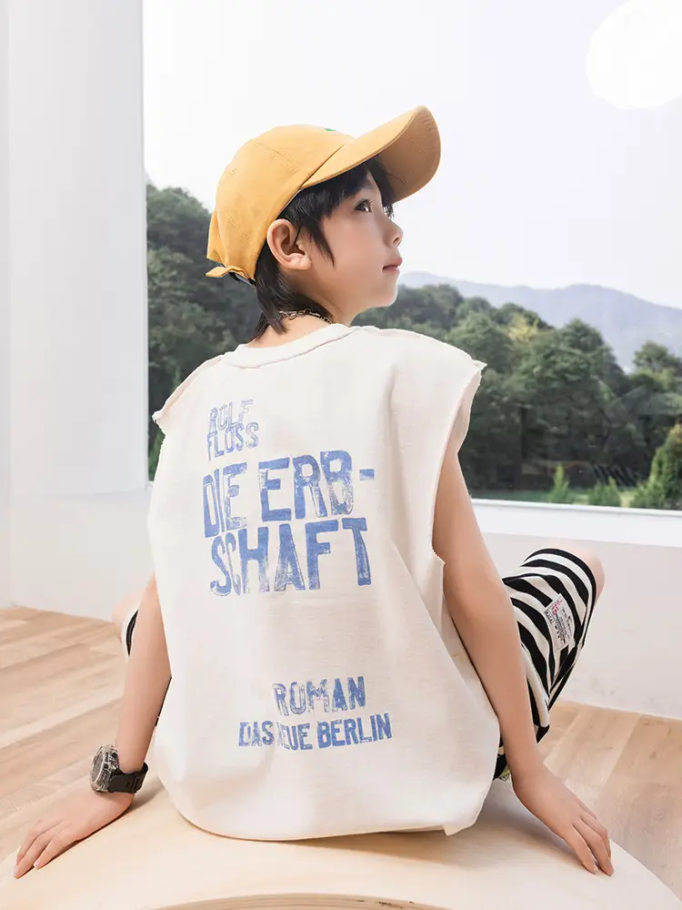 2025 Summer Cartoon Printed Boys Vest Pure Cotton Huzhou Zhili - Image 4