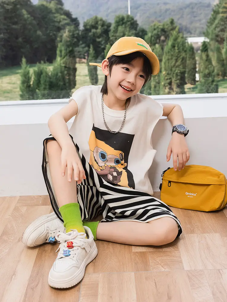 2025 Summer Cartoon Printed Boys Vest Pure Cotton Huzhou Zhili - Image 5