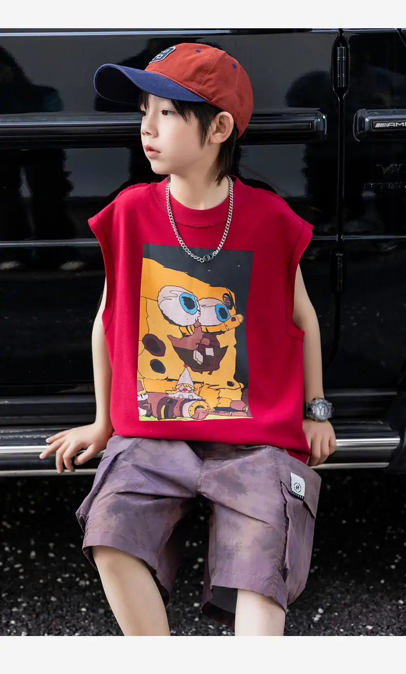 2025 Summer Cartoon Printed Boys Vest Pure Cotton Huzhou Zhili — feature 33