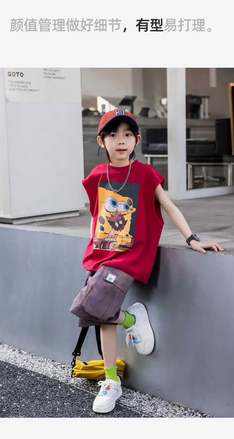 2025 Summer Cartoon Printed Boys Vest Pure Cotton Huzhou Zhili — feature 37