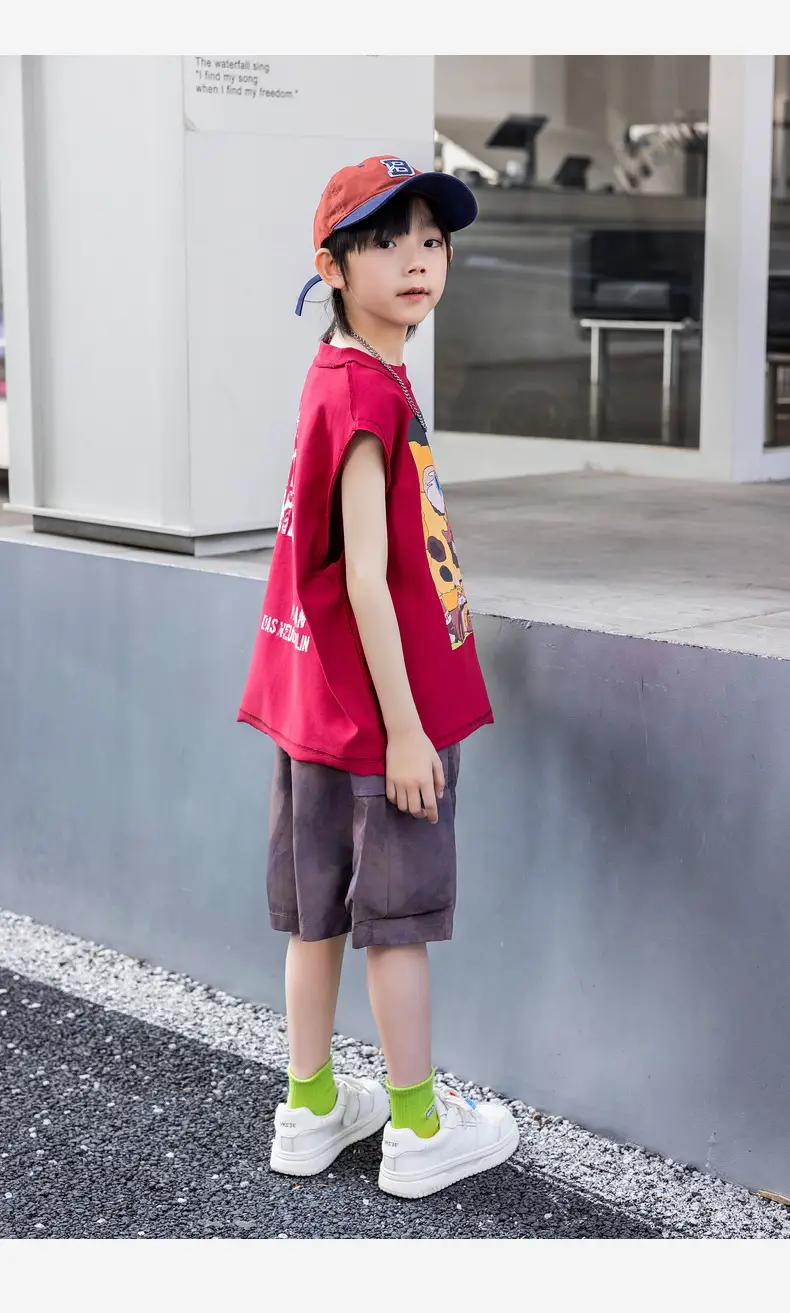 2025 Summer Cartoon Printed Boys Vest Pure Cotton Huzhou Zhili — feature 40