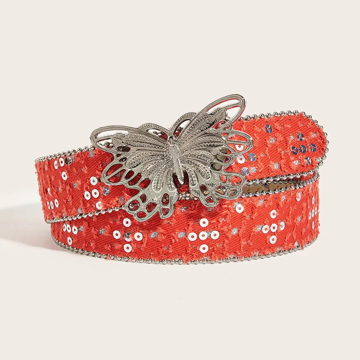 Women's Butterfly Belt with Glitter & Buckle Design