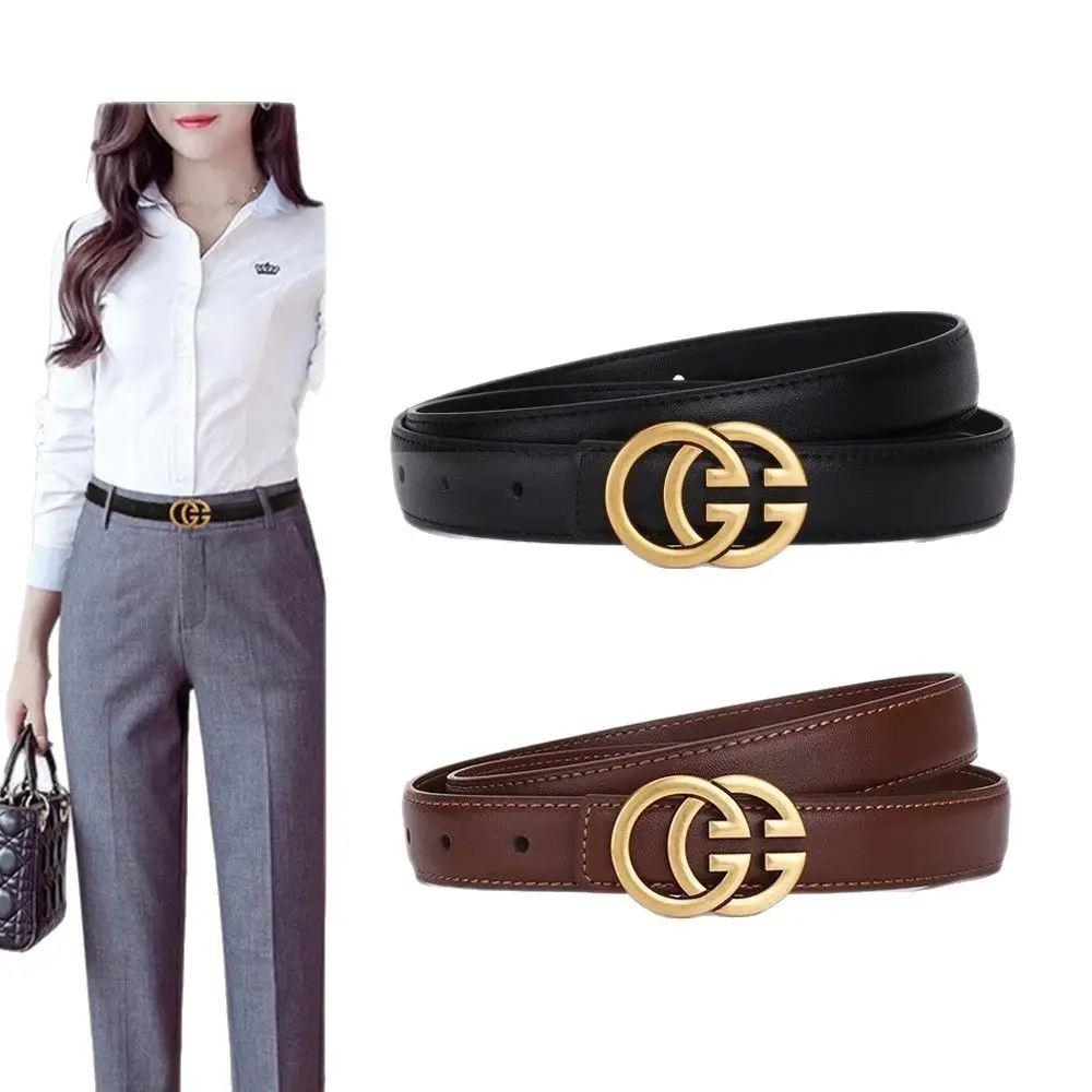 Double G Women's Genuine Leather Belt Black Brown - Image 8