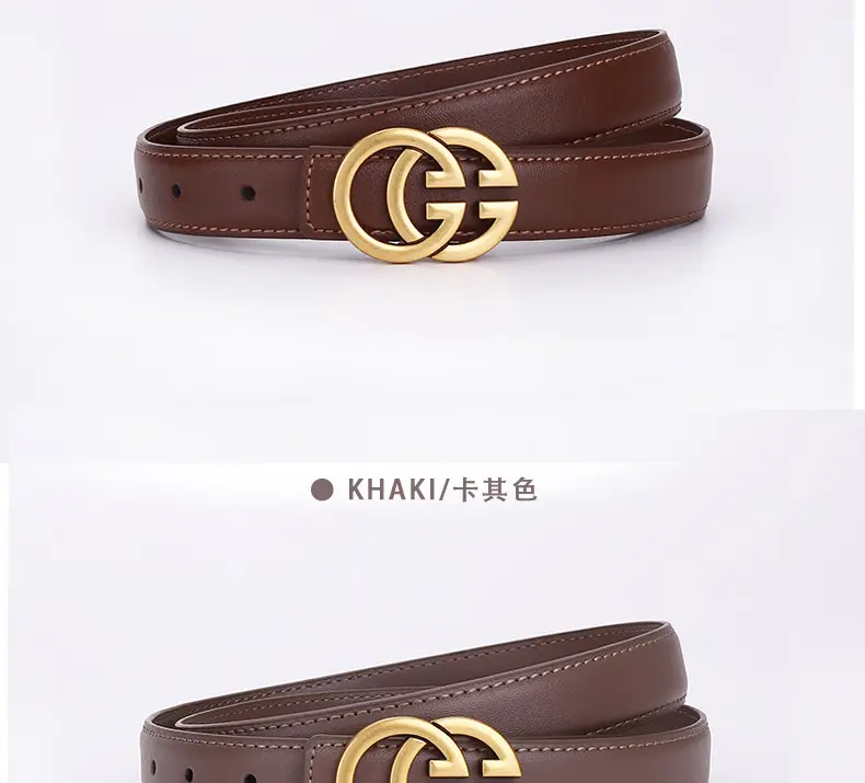 Double G Women's Genuine Leather Belt Black Brown — feature 12