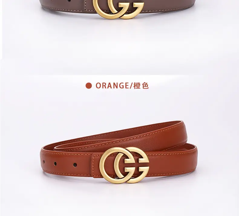 Double G Women's Genuine Leather Belt Black Brown — feature 13