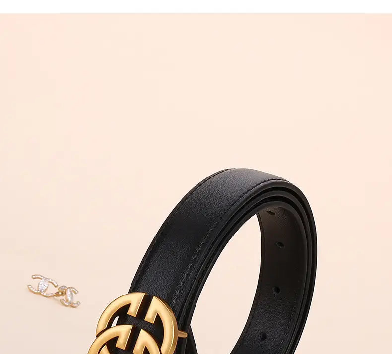 Double G Women's Genuine Leather Belt Black Brown — feature 3