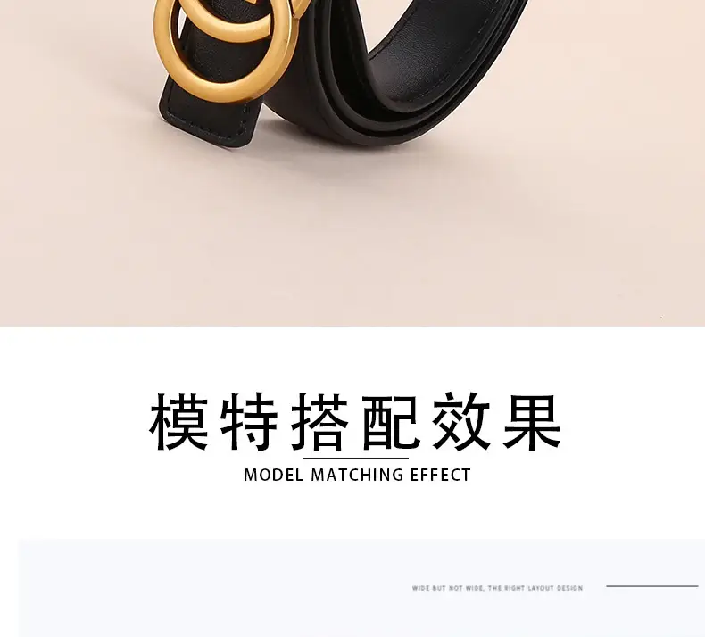 Double G Women's Genuine Leather Belt Black Brown — feature 4