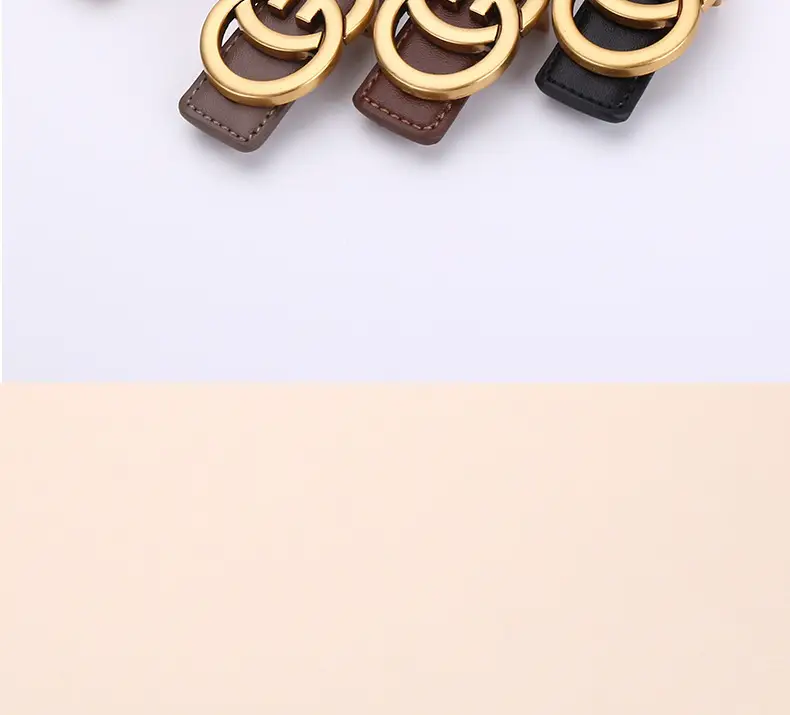 Double G Women's Genuine Leather Belt Black Brown — feature 8