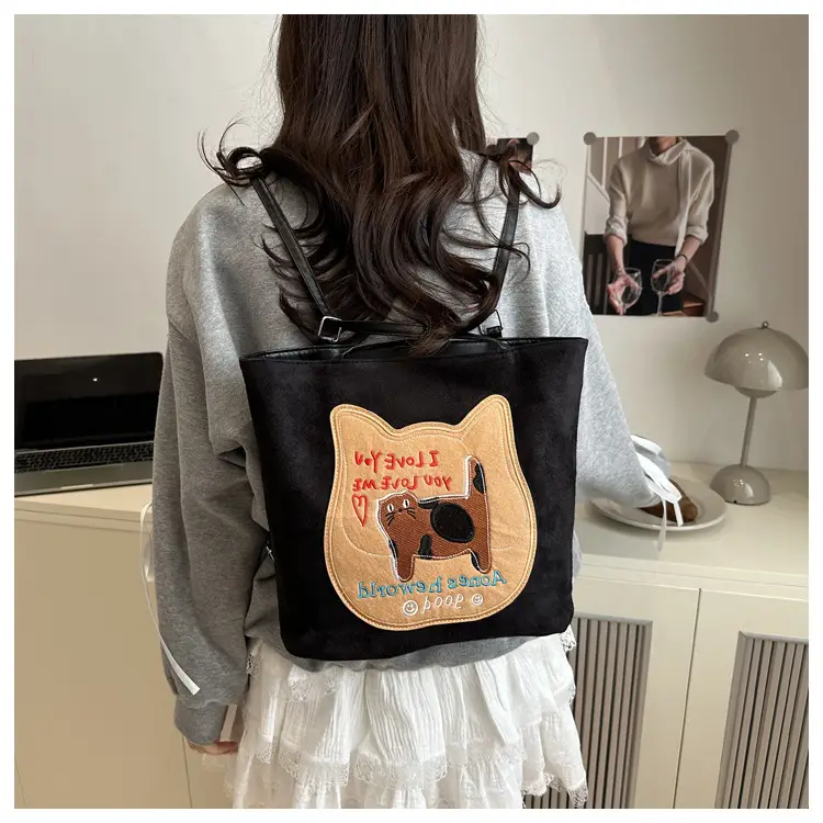 Cute Korean Style Pink Dog Print Commuter Tote Bag — feature 17