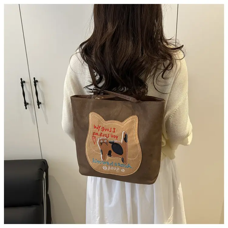 Cute Korean Style Pink Dog Print Commuter Tote Bag — feature 20