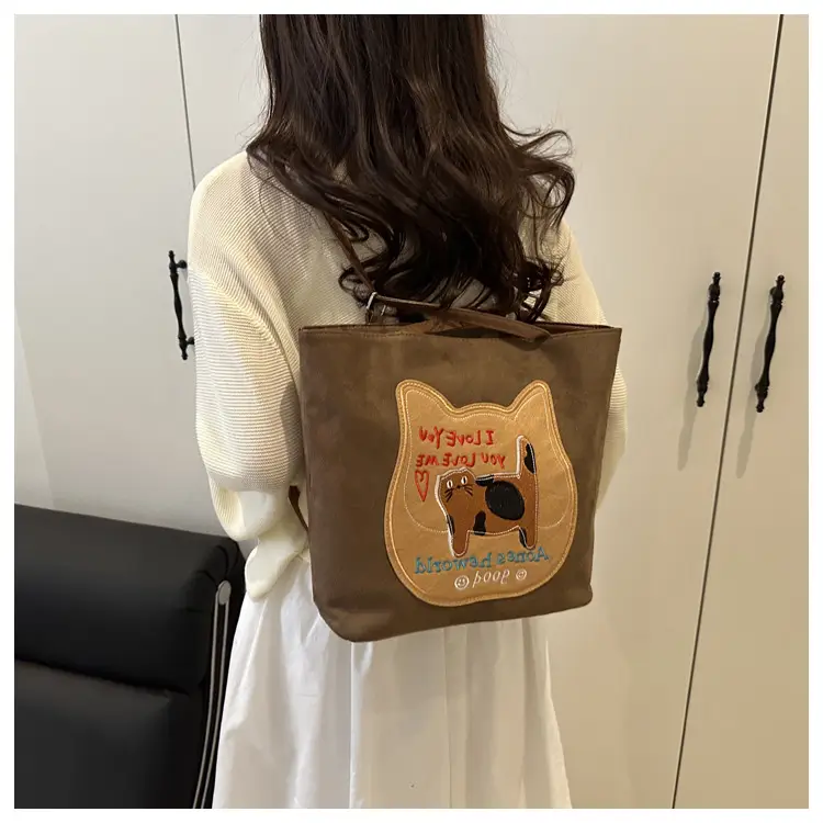 Cute Korean Style Pink Dog Print Commuter Tote Bag — feature 21