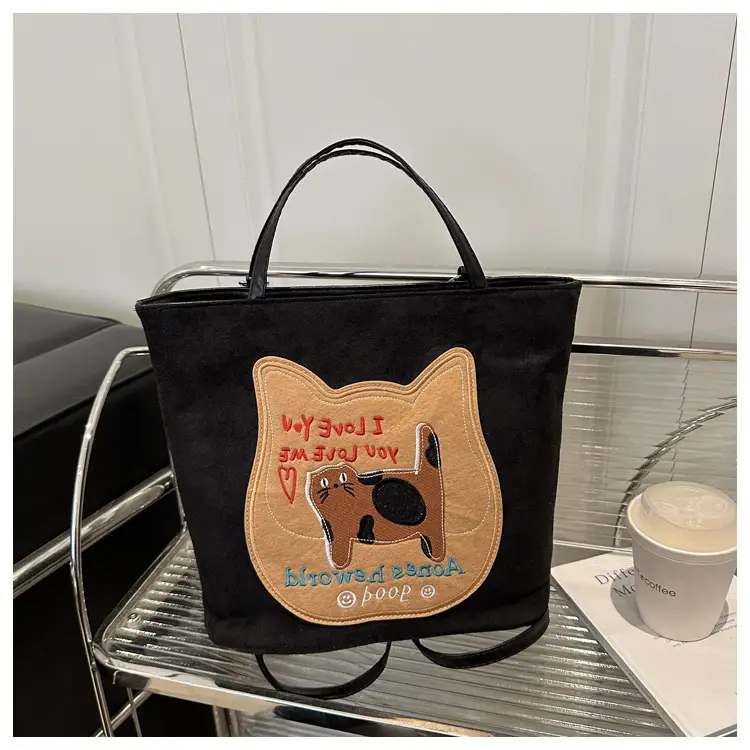 Cute Korean Style Pink Dog Print Commuter Tote Bag — feature 22