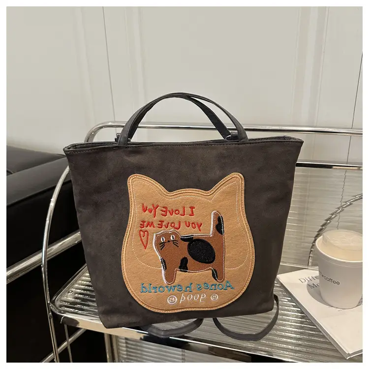 Cute Korean Style Pink Dog Print Commuter Tote Bag — feature 23